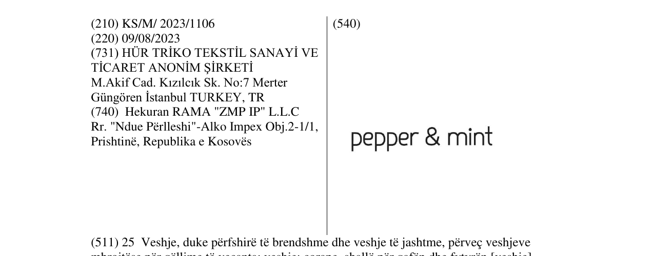 Zëri i markës PEPER AND MINT në buletin