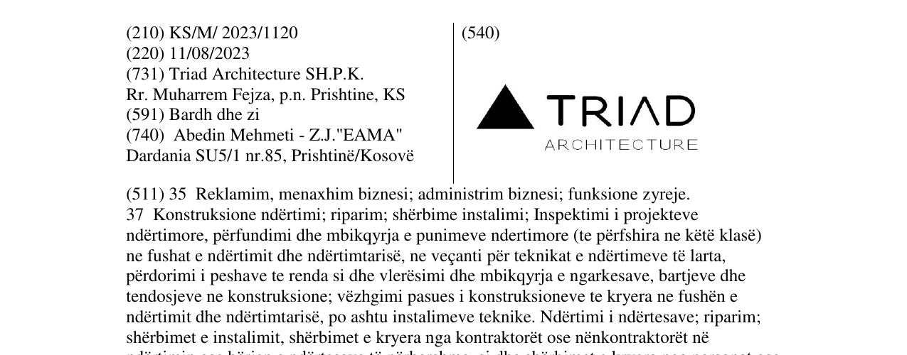 Zëri i markës TRIAD ARCHITECTURE në buletin