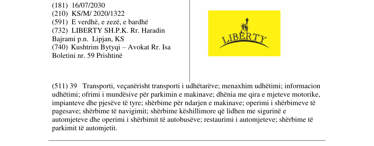 Zëri i markës LIBERTY në buletin