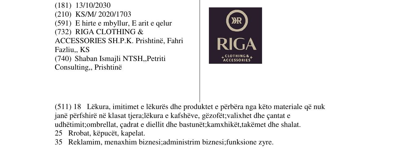 Zëri i markës RIGA në buletin