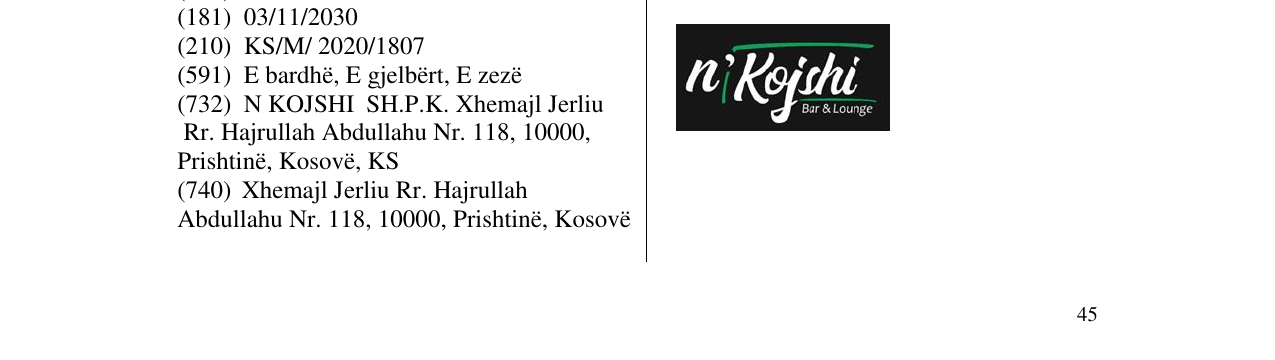 Zëri i markës NI KOJSHI në buletin