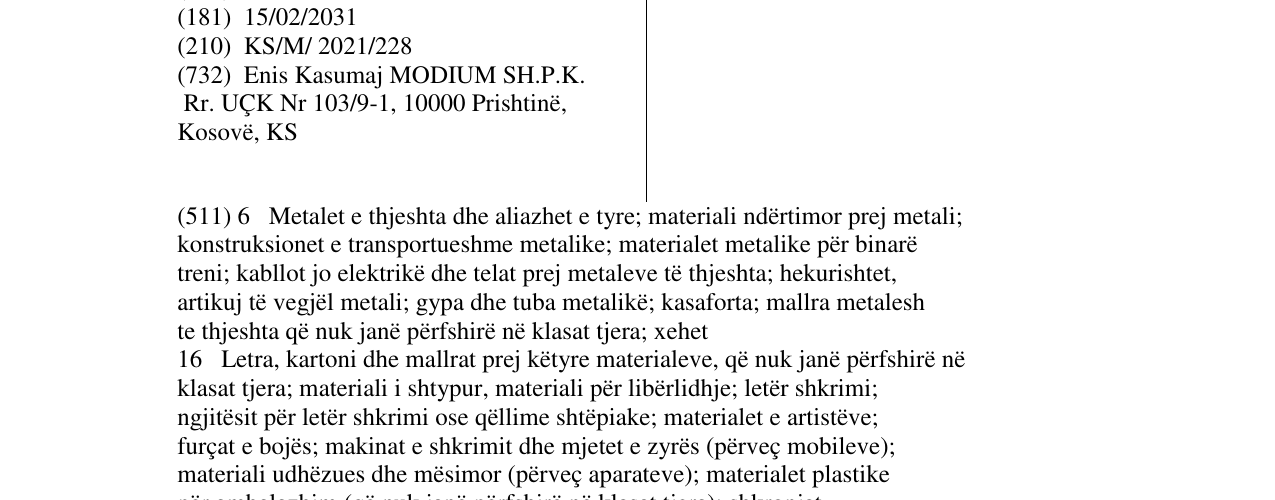 Zëri i markës MODIUM në buletin