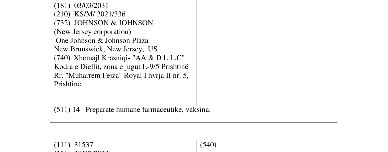 Zëri i markës JANSSEN në buletin