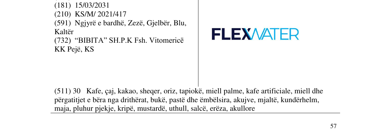 Zëri i markës FLEXWATER në buletin