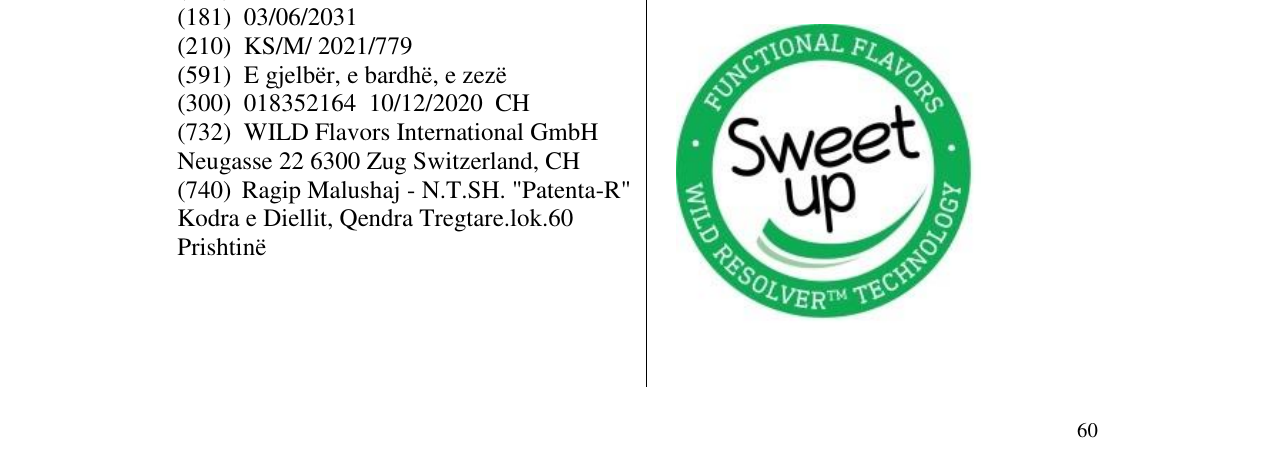 Zëri i markës SWEET UP në buletin