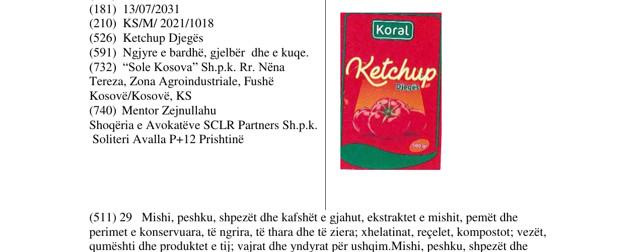 Zëri i markës KORAL në buletin