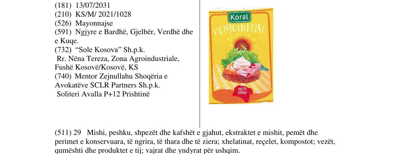 Zëri i markës KORAL në buletin