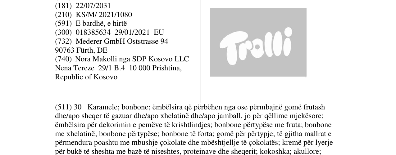 Zëri i markës Trolli në buletin