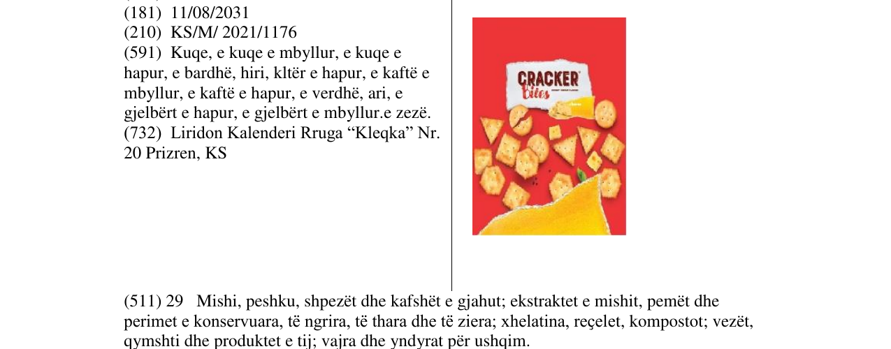 Zëri i markës CRACKER BITES në buletin