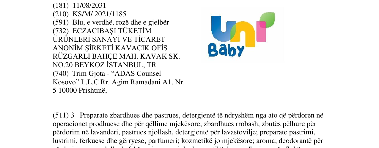 Zëri i markës UNI BABY në buletin