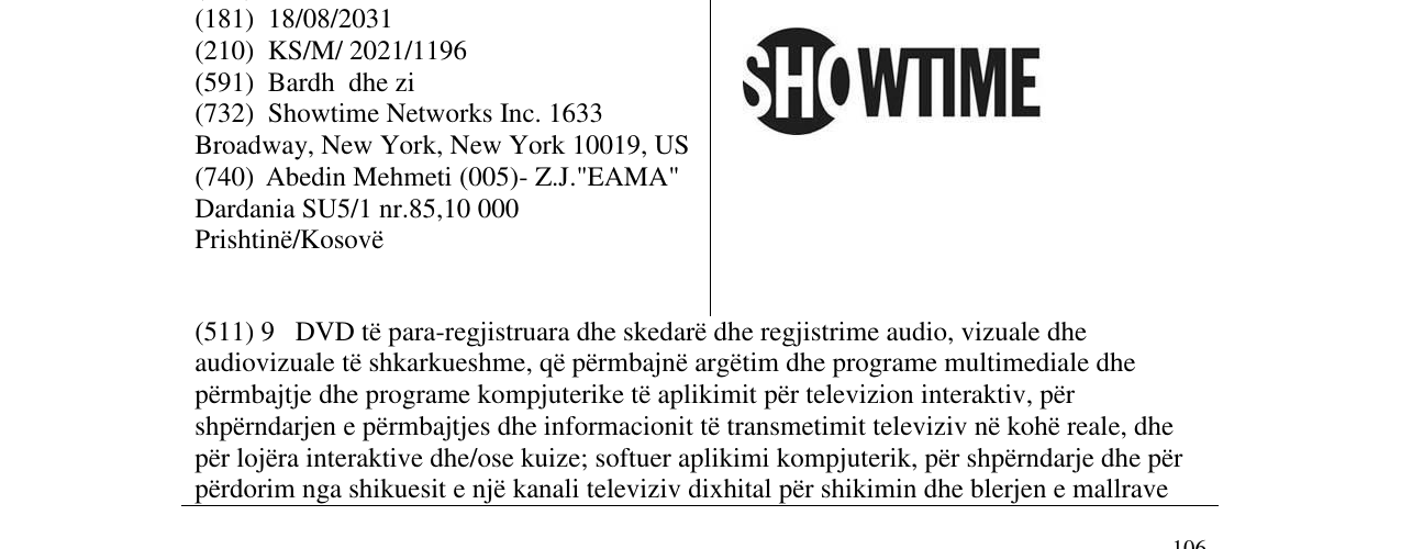 Zëri i markës SHOWTIME në buletin