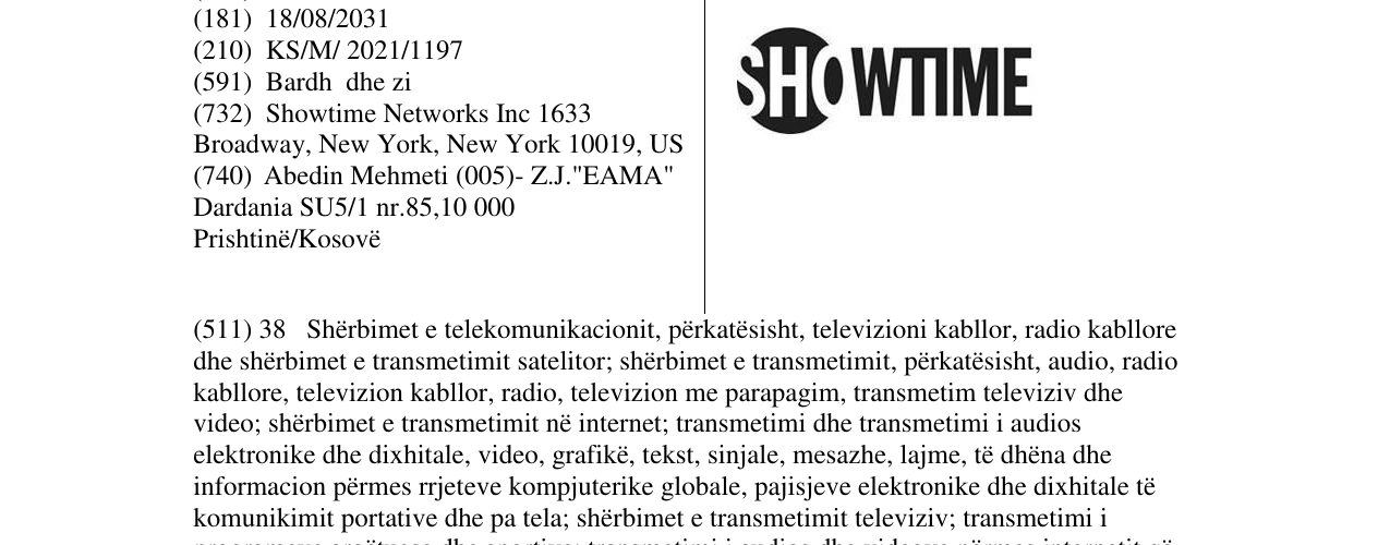 Zëri i markës SHOWTIME në buletin