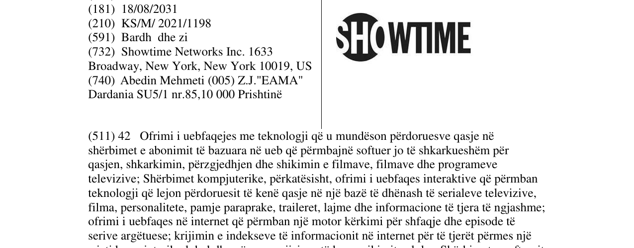 Zëri i markës SHOWTIME në buletin