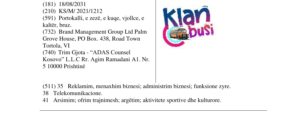 Zëri i markës KLAN BUSI në buletin