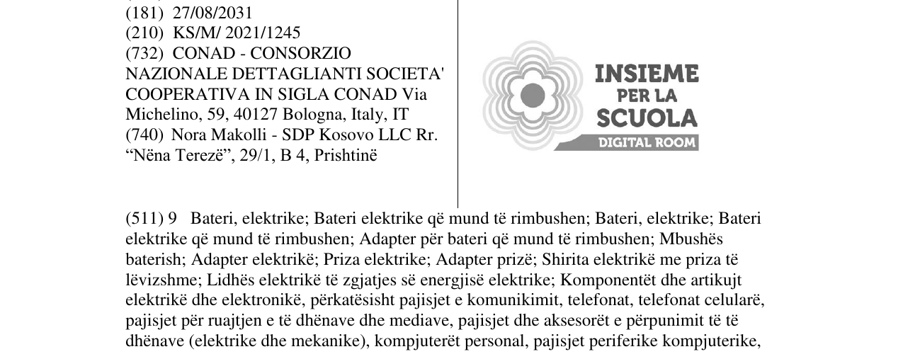 Zëri i markës INSIEME PER LA SCUOLA DIGITAL ROOM në buletin