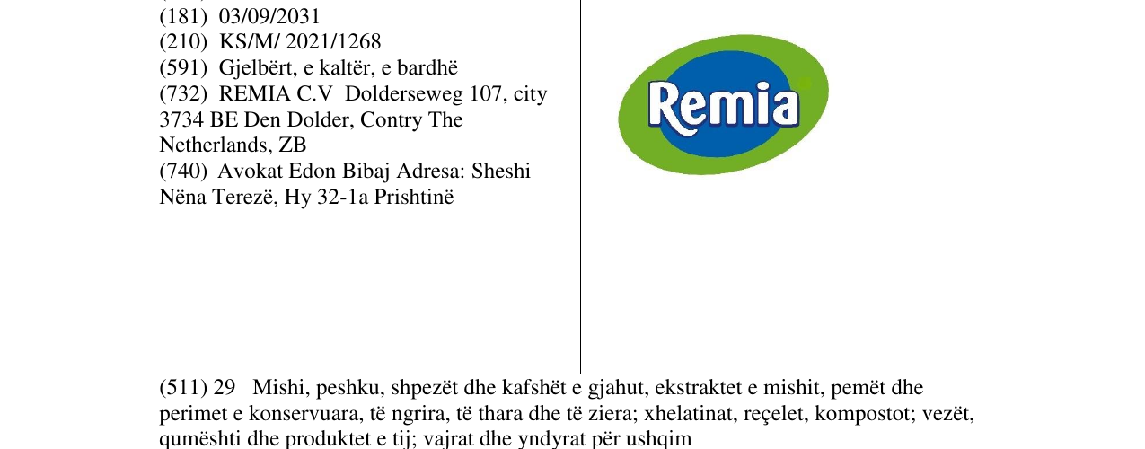 Zëri i markës Remia në buletin