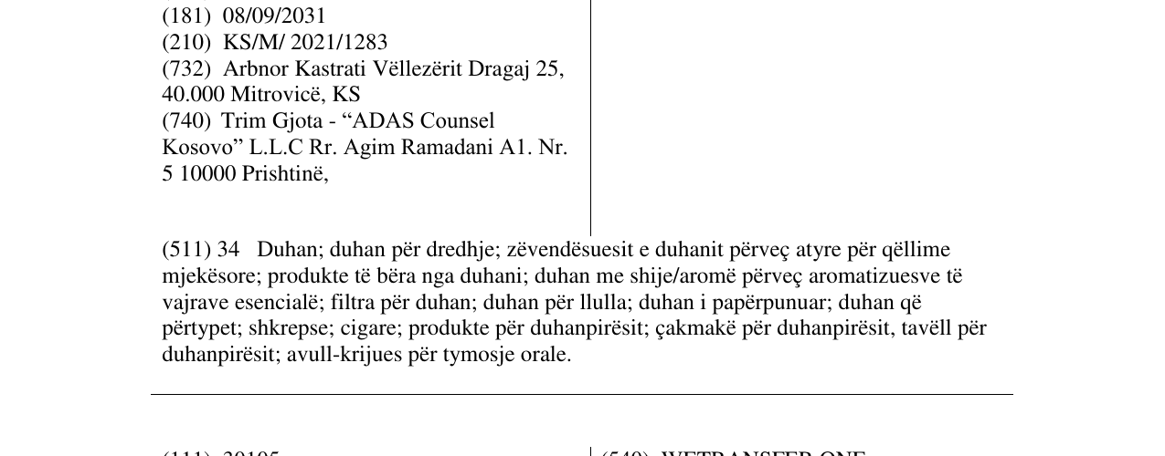 Zëri i markës CALVIN në buletin
