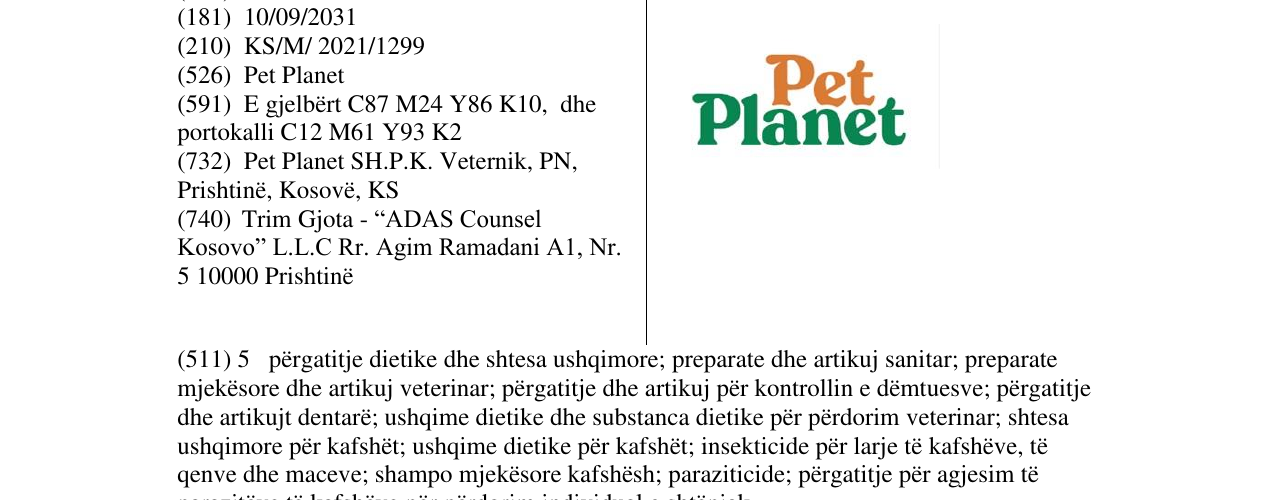 Zëri i markës Pet Planet në buletin