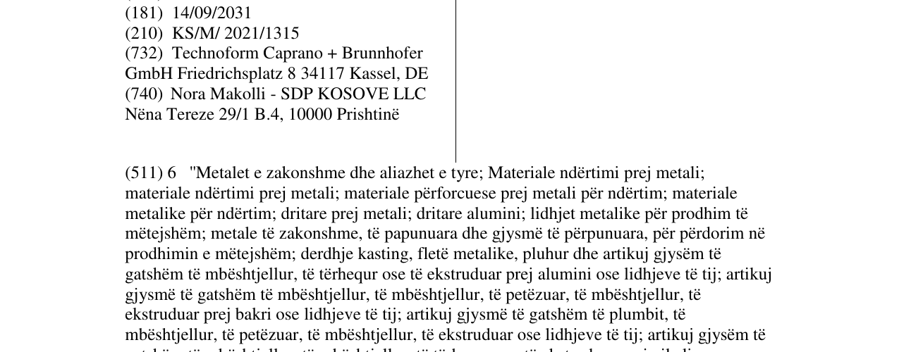 Zëri i markës TECHNOFORM në buletin