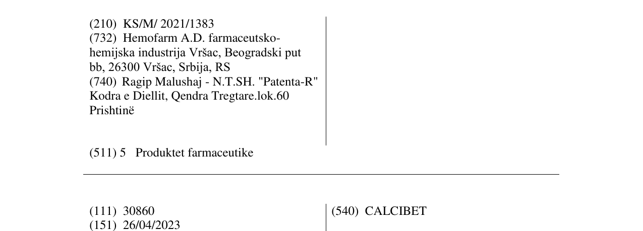 Zëri i markës FLAVOTHROMBIN në buletin