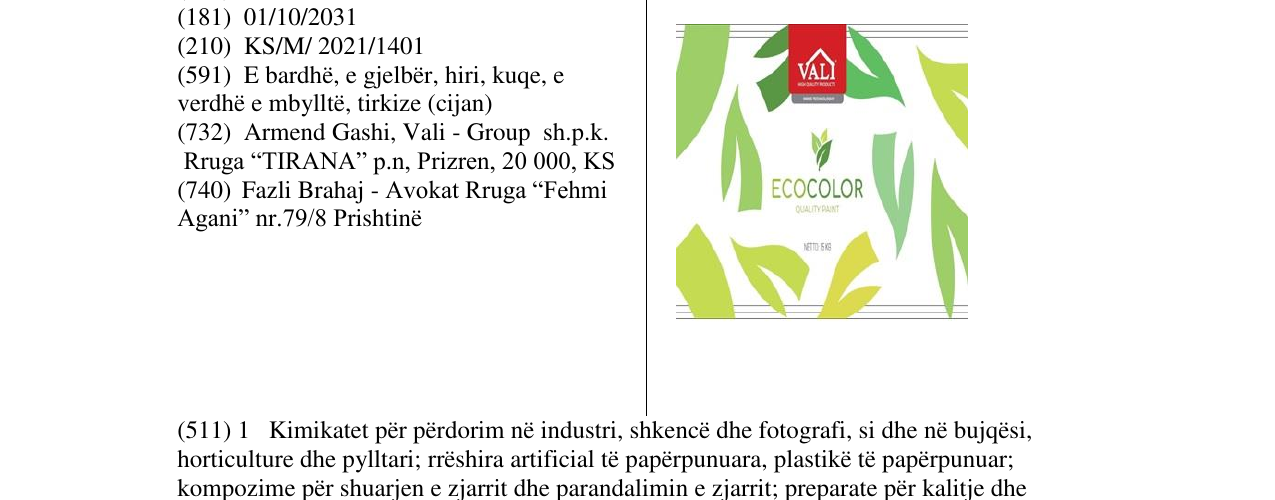 Zëri i markës Markë figurative në buletin