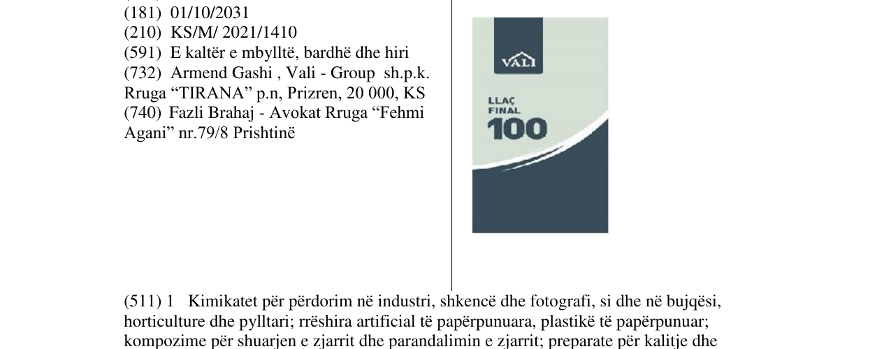 Zëri i markës Markë figurative në buletin