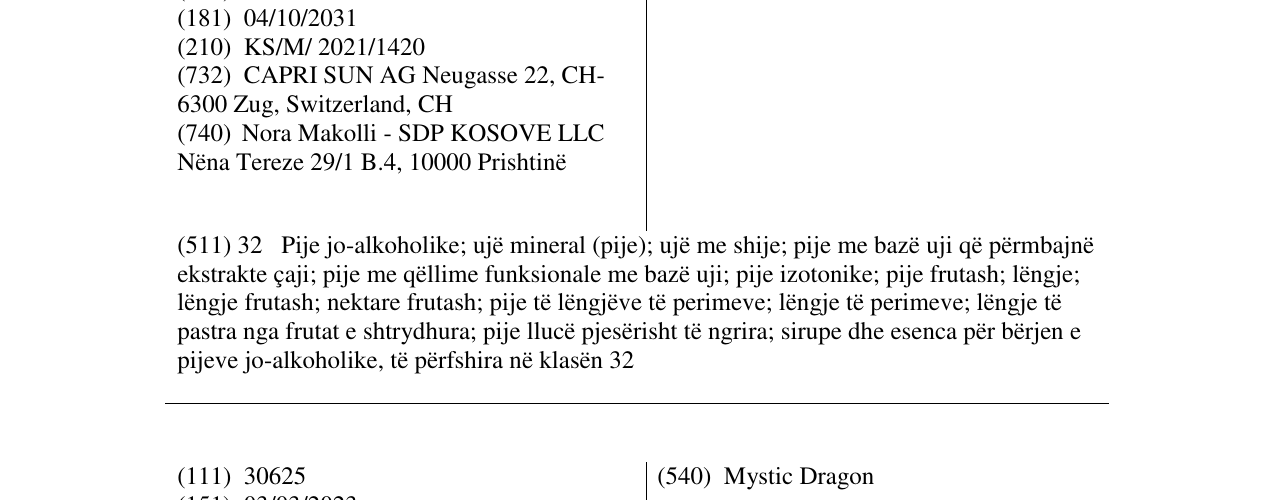 Zëri i markës Fairy Drink në buletin