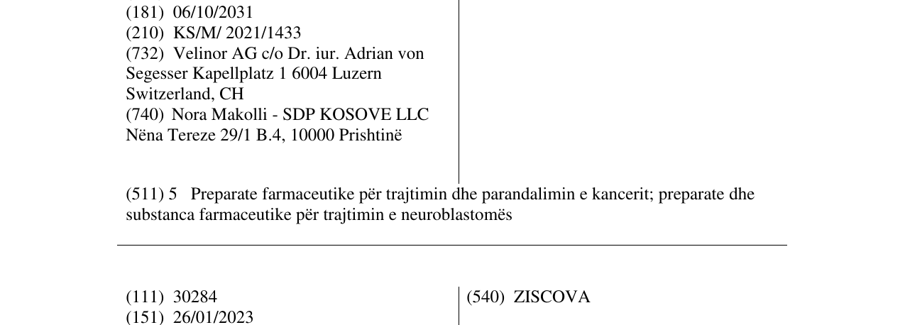 Zëri i markës IWILFIN në buletin