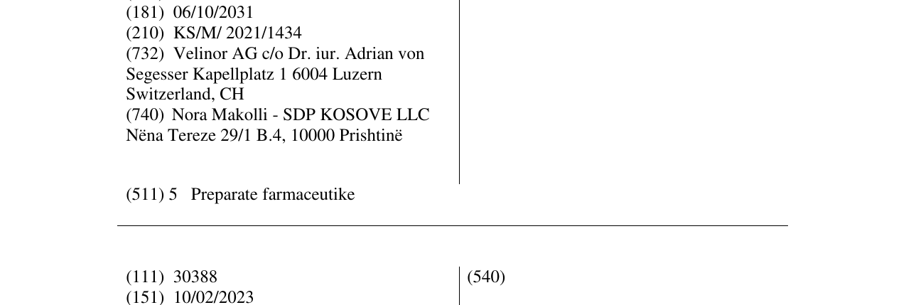 Zëri i markës ZISCOVA në buletin