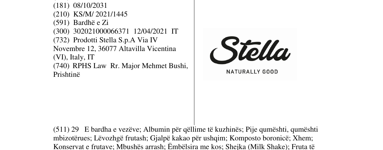 Zëri i markës Stella në buletin