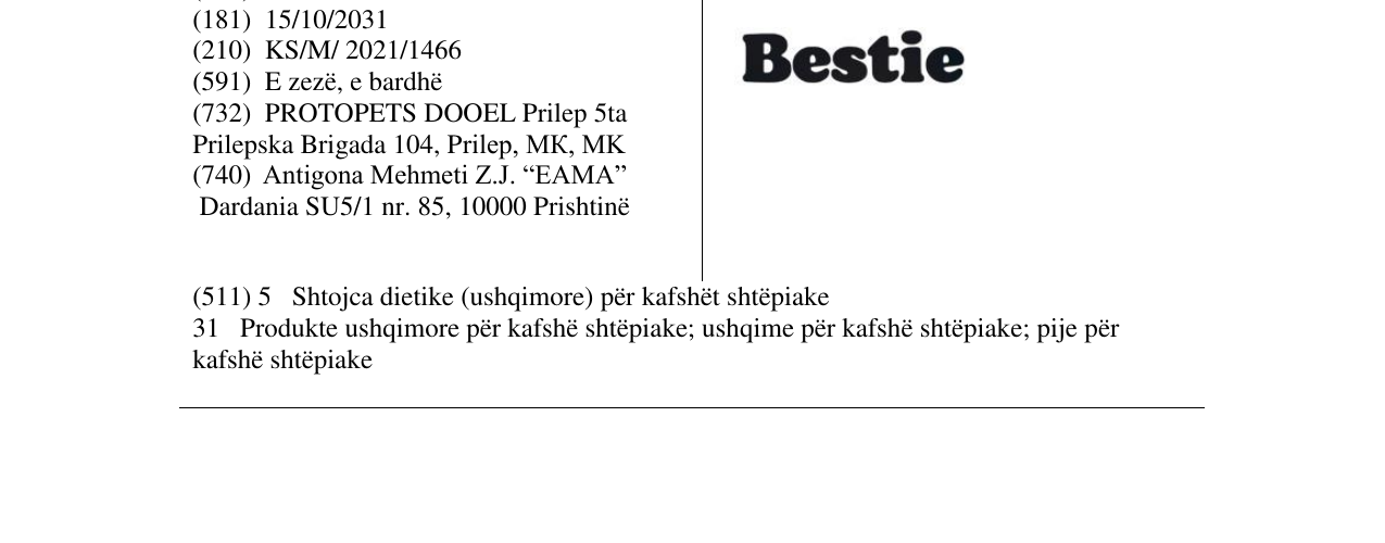 Zëri i markës Bestie në buletin