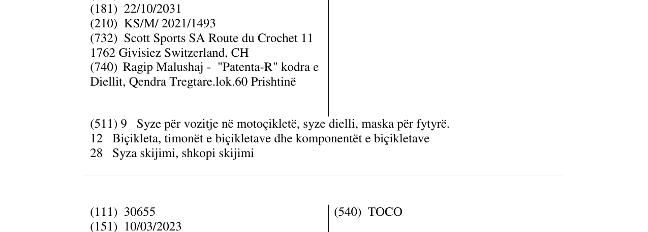 Zëri i markës SCOTT në buletin