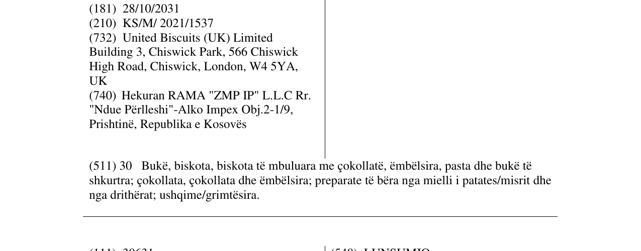 Zëri i markës McVITIE’S BLISS në buletin