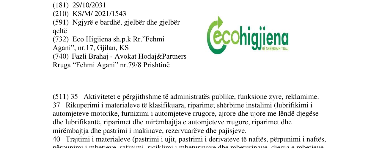 Zëri i markës eco higjiena në buletin