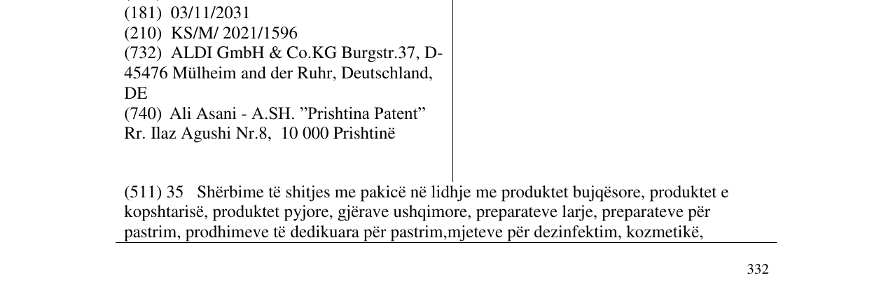 Zëri i markës ALDI në buletin