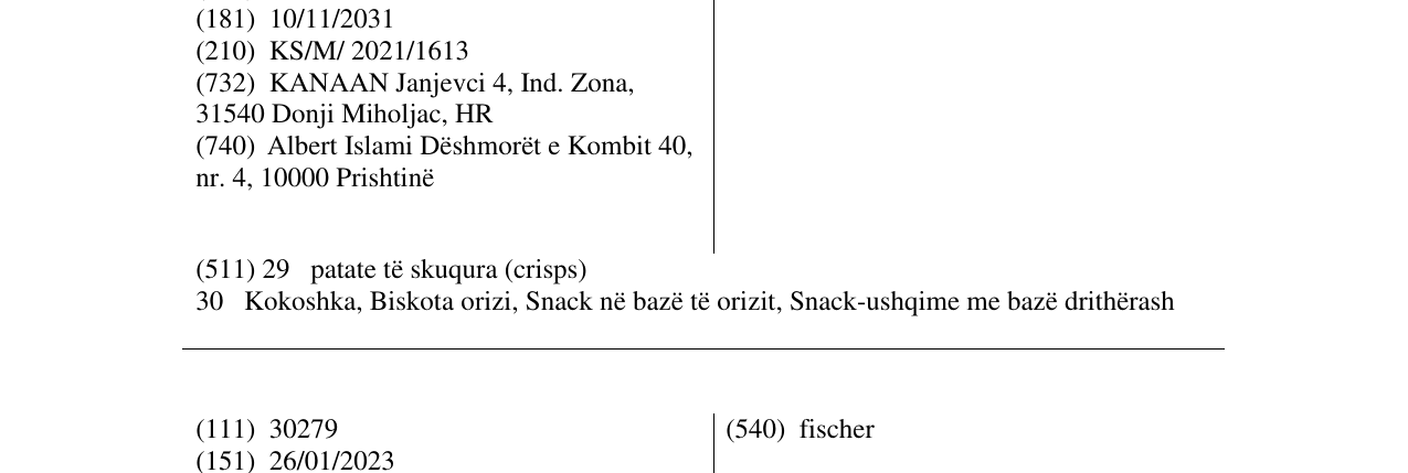 Zëri i markës KANAAN në buletin