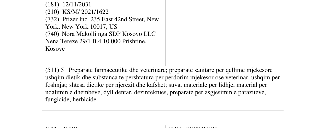 Zëri i markës PAXLOVID në buletin