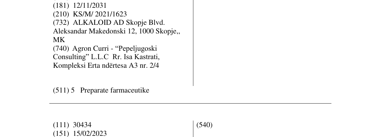 Zëri i markës REFIDORO në buletin