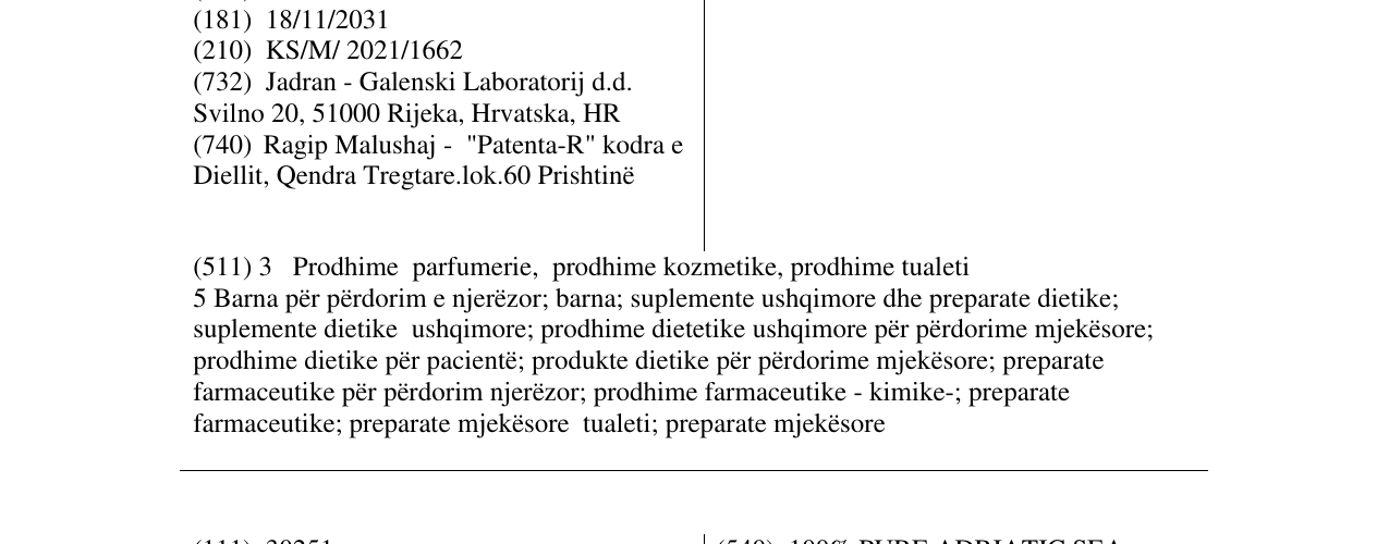 Zëri i markës 100% JADRANSKO MORE në buletin