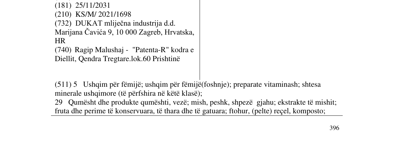 Zëri i markës DUKAT POSVEĆEN VAMA OD 1912. në buletin