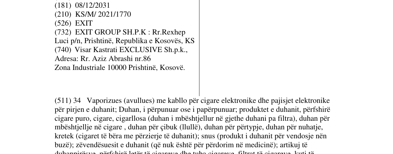 Zëri i markës EXIT në buletin