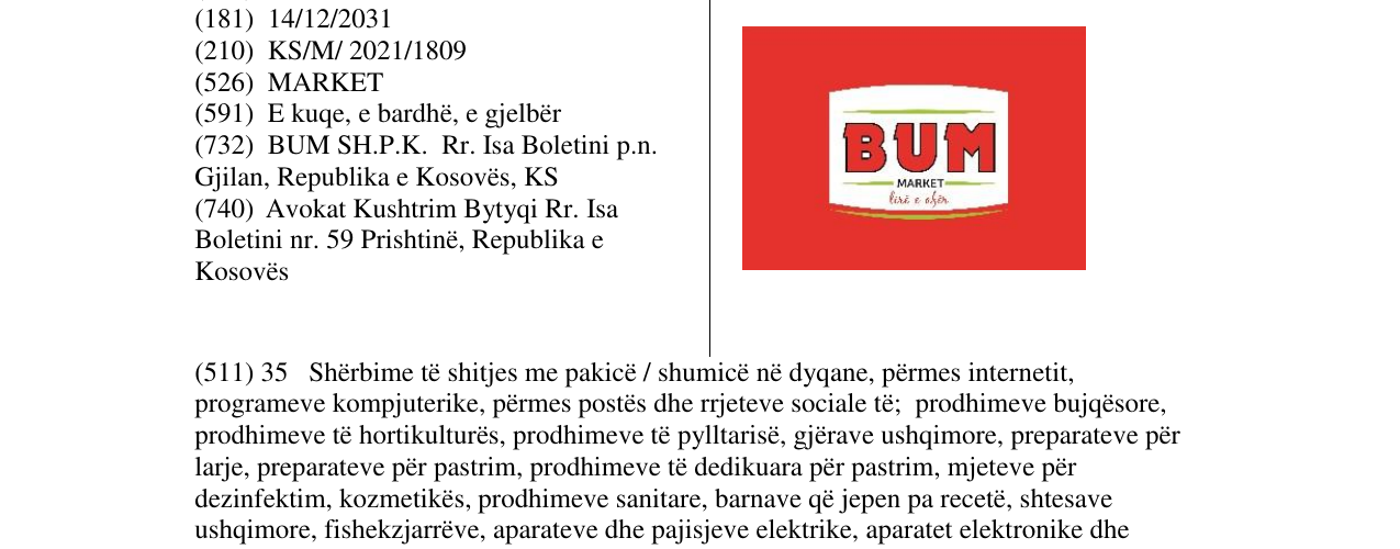 Zëri i markës BUM MARKET në buletin