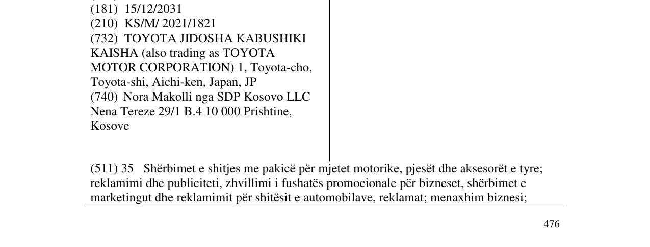 Zëri i markës TOYOTA në buletin