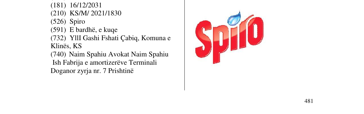 Zëri i markës Spiro në buletin
