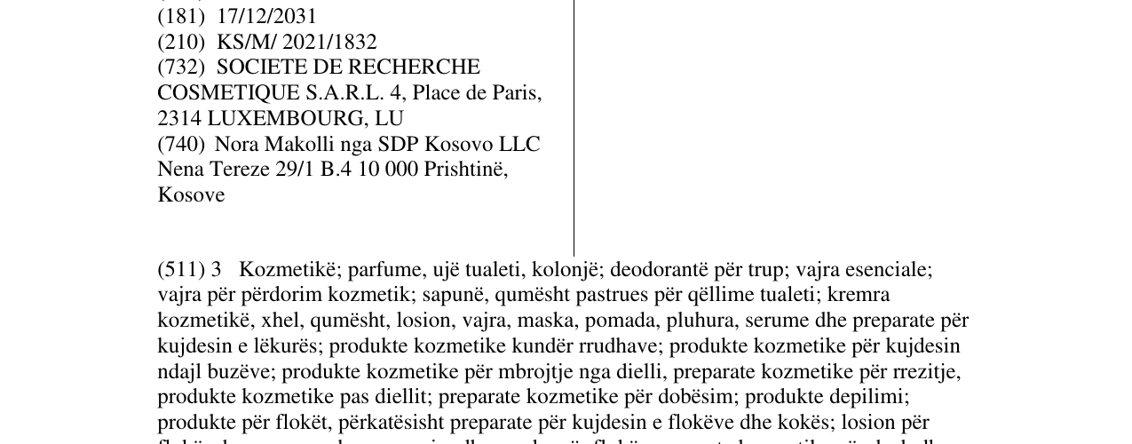 Zëri i markës PRODIGIEUSE në buletin