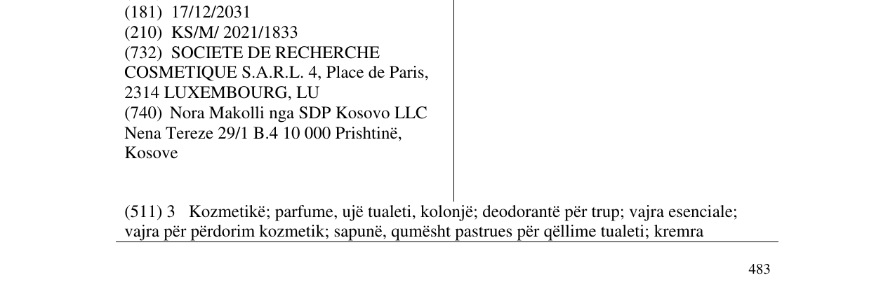 Zëri i markës PRODIGIEUX në buletin