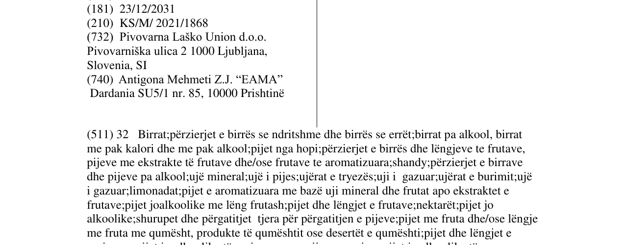 Zëri i markës Laško në buletin