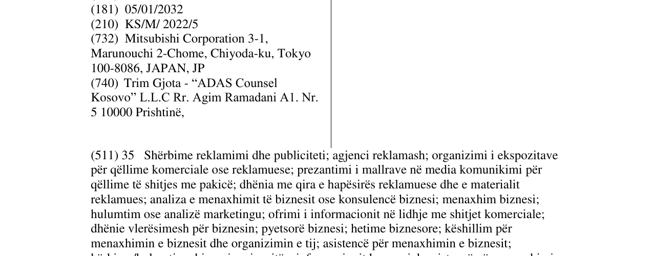 Zëri i markës MITSUBISHI në buletin