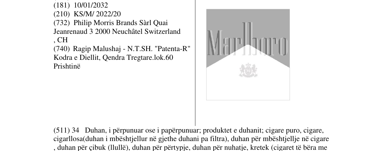 Zëri i markës Marlboro në buletin
