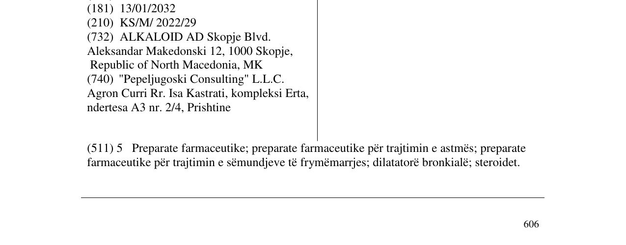 Zëri i markës FLONSENO në buletin